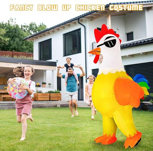 Inflatable Chicken Costume Adult, Blow up Chicken Costumes Funny Rooster Costumes for Men Women for Halloween Cosplay Party (Adult) in Kuwait