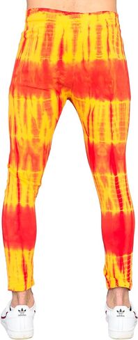 Hulkamania Red and Yellow Tie-Dye Wrestling Legging Tights Pants for Halloween and Cosplay in Saudi Arabia