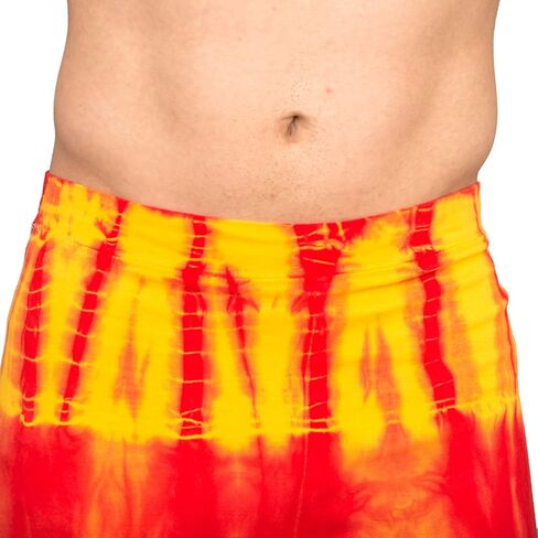Hulkamania Red and Yellow Tie-Dye Wrestling Legging Tights Pants for Halloween and Cosplay in Saudi Arabia