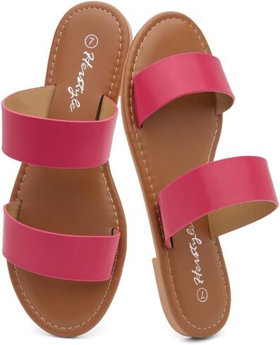 Herstyle Flat Sandals for Women, Double Strap Slide Sandals, Open Toe Slip On, Comfortable Cushioned Footbed Casual Summer Shoes for Daily Wear, Beach, Vacation, Clear Options in Saudi Arabia