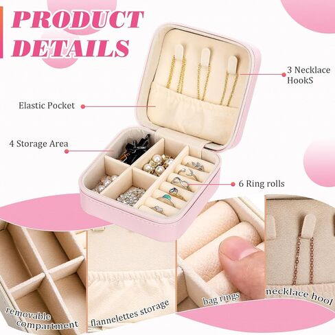 Batiyeer 12 PCS حالة سفر مجوهرات صغيرة تشمل 6 أجزاء من صناديق المجوهرات البيضاوية 6 أجزاء من المنظمات الصغيرة المجوهر in Saudi Arabia