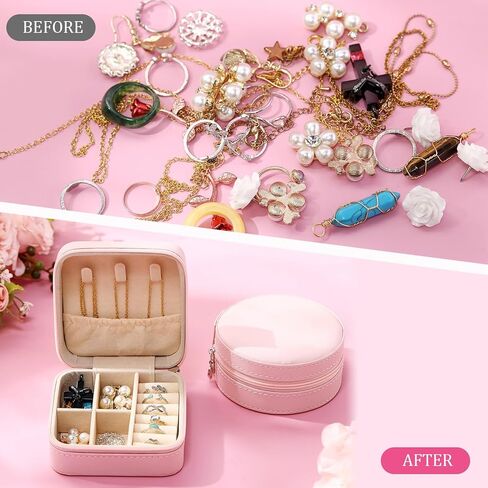 Batiyeer 12 PCS حالة سفر مجوهرات صغيرة تشمل 6 أجزاء من صناديق المجوهرات البيضاوية 6 أجزاء من المنظمات الصغيرة المجوهر in Saudi Arabia