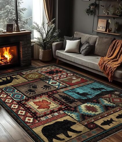 YIHOUSE Washable Entryway Rug, 2x3 Rustic Cabin Area Rug, Non-Slip Indoor Door Mat Ultra-Thin for Kitchen, Mudroom, Laundry Room, Bedroom Entry in Kuwait