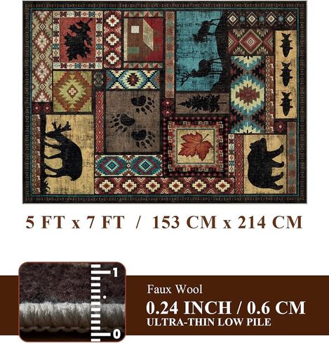 YIHOUSE Washable Entryway Rug, 2x3 Rustic Cabin Area Rug, Non-Slip Indoor Door Mat Ultra-Thin for Kitchen, Mudroom, Laundry Room, Bedroom Entry in Kuwait