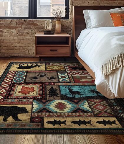 YIHOUSE Washable Entryway Rug, 2x3 Rustic Cabin Area Rug, Non-Slip Indoor Door Mat Ultra-Thin for Kitchen, Mudroom, Laundry Room, Bedroom Entry in Kuwait