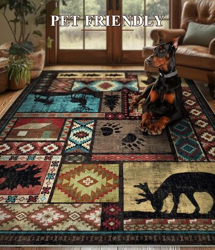 YIHOUSE Washable Entryway Rug, 2x3 Rustic Cabin Area Rug, Non-Slip Indoor Door Mat Ultra-Thin for Kitchen, Mudroom, Laundry Room, Bedroom Entry in Kuwait