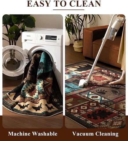 YIHOUSE Washable Entryway Rug, 2x3 Rustic Cabin Area Rug, Non-Slip Indoor Door Mat Ultra-Thin for Kitchen, Mudroom, Laundry Room, Bedroom Entry in Kuwait