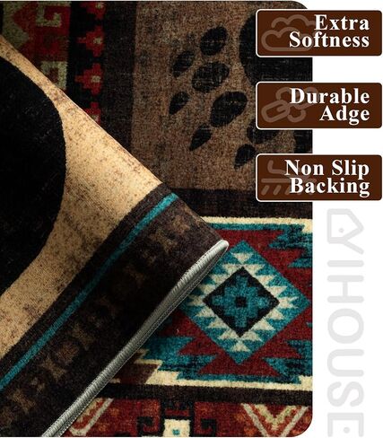 YIHOUSE Washable Entryway Rug, 2x3 Rustic Cabin Area Rug, Non-Slip Indoor Door Mat Ultra-Thin for Kitchen, Mudroom, Laundry Room, Bedroom Entry in Kuwait