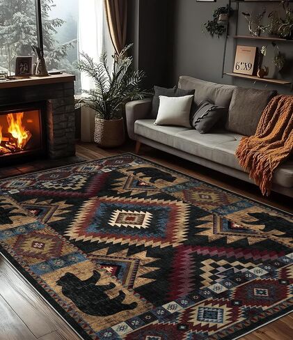 YIHOUSE Washable Entryway Rug, 2x3 Rustic Cabin Area Rug, Non-Slip Indoor Door Mat Ultra-Thin for Kitchen, Mudroom, Laundry Room, Bedroom Entry in Kuwait