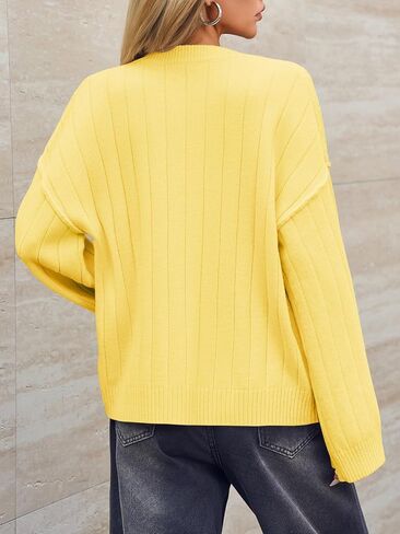 Saodimallsu Womens Open Front Cardigan Sweaters Button Down Knit Long Sleeve Crewneck Casual Loose Fall Outerwear in Saudi Arabia