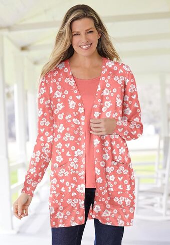 Woman Within Plus Size Perfect Longer-Length Cotton Cardigan in Kuwait