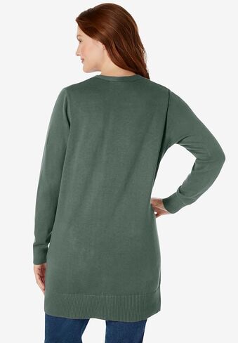 Woman Within Plus Size Perfect Longer-Length Cotton Cardigan in Saudi Arabia