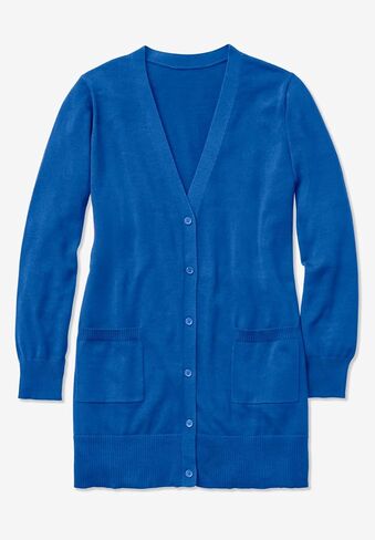 Woman Within Plus Size Perfect Longer-Length Cotton Cardigan in Saudi Arabia