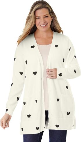Woman Within Plus Size Perfect Longer-Length Cotton Cardigan in Saudi Arabia