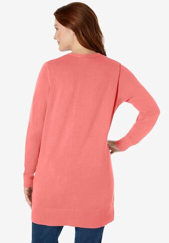 Woman Within Plus Size Perfect Longer-Length Cotton Cardigan in Saudi Arabia