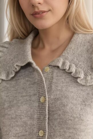 Womens Ruchle Cardigan سترة سترة زر مفتوحة فتحة سقوط سقوط سقوط لطيف الزر الطويل الأكمام لأسفل كارديجان in Kuwait