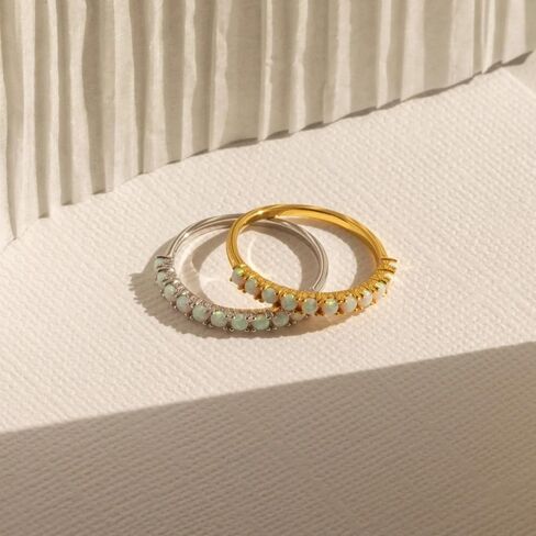 CAITLYNMINIMALIST Delicate Crescent Rings 18K Gold Sterling Silver Gemstone Pearl Opal Cubic Zirconia Rings for Women Gift for Her in Saudi Arabia