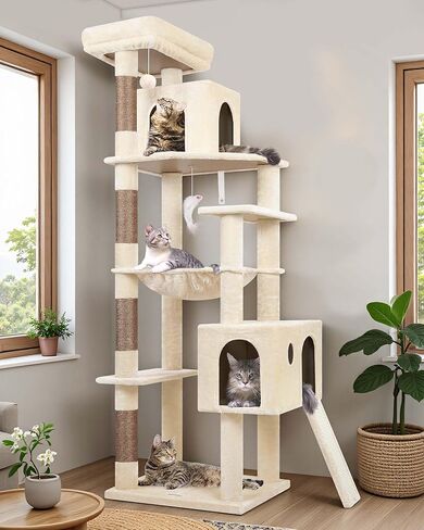 F70 Pro Heavy Duty Cat Tree, 70 inch Sturdy Cat Tree for Indoor Cats Extra Large Cat Tower with Scratching Post, Hammock, Cat Condo for Adult Cats Kittens, Dark Grey in Kuwait