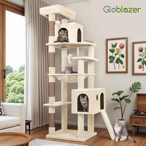 F70 Pro Heavy Duty Cat Tree, 70 inch Sturdy Cat Tree for Indoor Cats Extra Large Cat Tower with Scratching Post, Hammock, Cat Condo for Adult Cats Kittens, Dark Grey in Kuwait