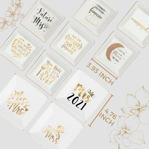 Ring Dish for Engagement, Miss to Mrs, Ceramic Jewelry Dish, Trinket Dish, Jewelry Organizer, Ring Holder Dish, with Well-Packaged Box and Card, Perfect for anniversary/Valentine's Day/Wedding in Saudi Arabia