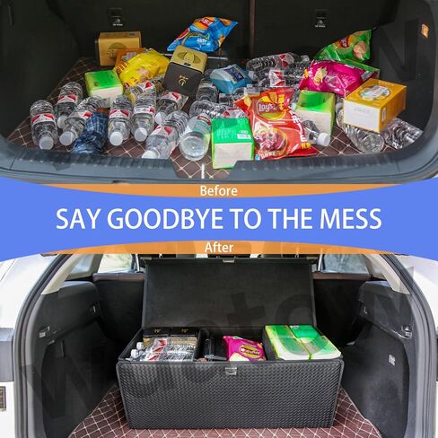 منظم جذع لسيارات الدفع الرباعي ، منظم جذع السيارات مع غطاء ، أساسيات السيارات الجديدة ، متعددة الوظائف ، قابلة للطي لتخزين جذع البضائع ذات اللون الأسود-XL in Kuwait