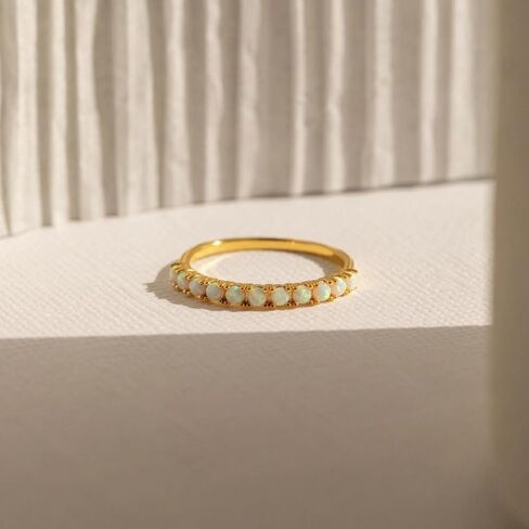 CAITLYNMINIMALIST Delicate Crescent Rings 18K Gold Sterling Silver Gemstone Pearl Opal Cubic Zirconia Rings for Women Gift for Her in Saudi Arabia