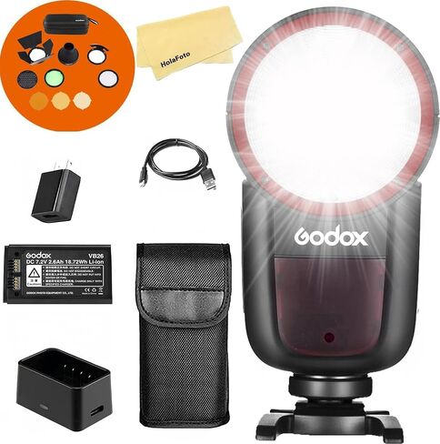 Godox V1 V1-C V1C USA Version Camera Flash with Godox AK-R1 Accessories Kit for Canon Cameras,76Ws 2.4G TTL 1/8000 HSS,480 Full Power Shots,1.5s Recycle Time,2600mAh Li-ion Battery in Saudi Arabia