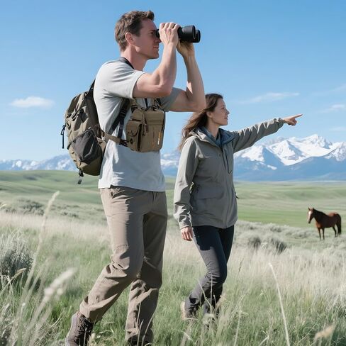 Binoculars Harness Chest Pack Magnetic with Detachable Rangefinder Pouch | 3-in-1 Use Mode, Magnetic Opening and Closure, Breathable Harness, Harness Can Use Alone, Adjustable Fit Any Body Size in Saudi Arabia