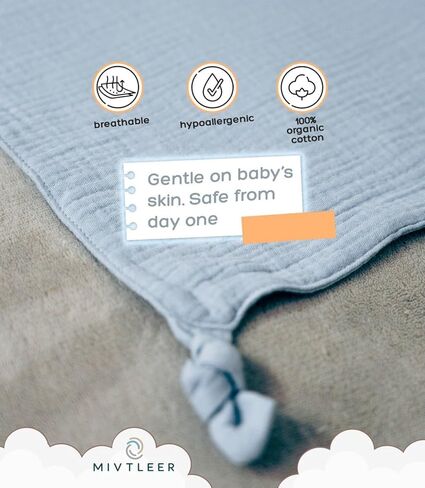 بطانية أمان الأطفال مع حيوان أرنب محشوة للبنين الفتيات الجديد - 24 × 24 بوصة - Loveys للرضيع ضروريات الأطفال (الأزرق الأرنب) in Kuwait