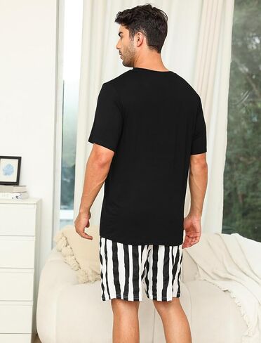 eishopeer mens pajamas pajamas مجموعة قصيرة الأكمام مطبوعة لينة 2 قطع صالة مجموعة s-xxl in Kuwait