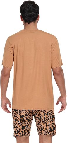 eishopeer mens pajamas pajamas مجموعة قصيرة الأكمام مطبوعة لينة 2 قطع صالة مجموعة s-xxl in Kuwait