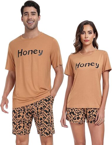 eishopeer mens pajamas pajamas مجموعة قصيرة الأكمام مطبوعة لينة 2 قطع صالة مجموعة s-xxl in Kuwait