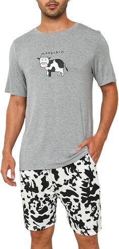 eishopeer mens pajamas pajamas مجموعة قصيرة الأكمام مطبوعة لينة 2 قطع صالة مجموعة s-xxl in Kuwait