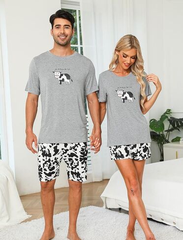 eishopeer mens pajamas pajamas مجموعة قصيرة الأكمام مطبوعة لينة 2 قطع صالة مجموعة s-xxl in Kuwait