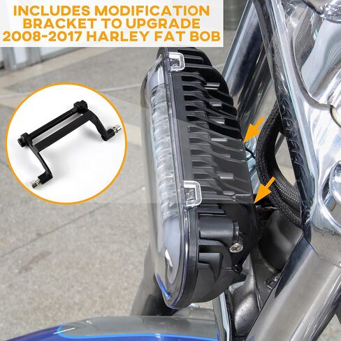 LED Headlight Kit for Fat Bob 2008-2019, LED Head Light Headlamp Front Light with Mounting Bracket DRL High Low Bean for Harley Davidson Fat Bob 2008-2019 Accessories in Saudi Arabia