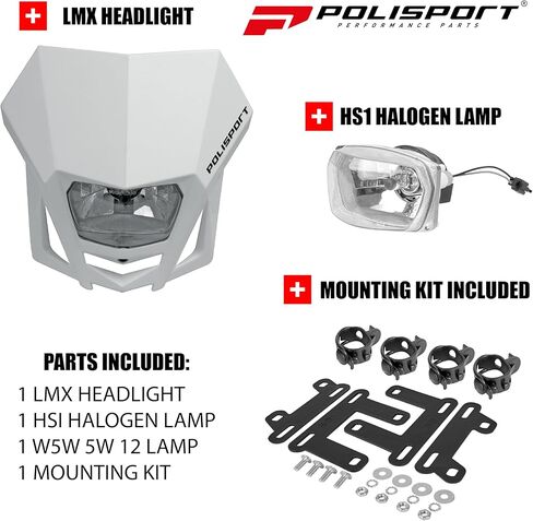 مصباح Polisport LMX Halogen للدراجات النارية - رفيق ركوب ليلي متفوقة مع مصباح هالوجين مشرق (أبيض) in Kuwait