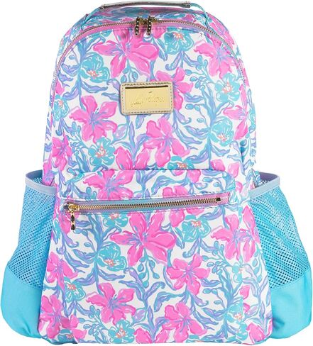 Lilly Pulitzer Small Backpack with Pockets, Adjustable Straps and Top Handle, Bookbag for Work and Travel (Beachside Haven) in Saudi Arabia