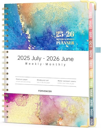 Forvencer 2025 Planner, Hardcover Weekly and Monthly Planner, Jan - Dec 2025, Agenda Book Planner for Women, 8.5"x 11"Calender Planner with Spiral Bound, Month Tab for School, Office (A4, Blue Marble) in Kuwait