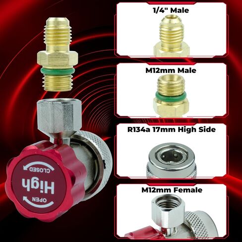 R134A محول مقرن سريع ، محول تبريد السيارات ، تجهيزات الضغط العالي والمنخفض للإخلاء وإعادة شحن أنظمة تكييف الهواء R134A ، 1/4 "مشاعل ، مجموعة من 2 in Saudi Arabia
