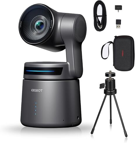 كاميرا OBSBOT Tail AIR NDI Streaming PTZ، وحدة تحكم ذكية RC، كاميرا ويب تعمل بالذكاء الاصطناعي بدقة 4K، CMOS مقاس 1.8 بوصة، فتحة f/1.8، مسار AI، الإيماءات والتحكم عن بعد، اتصال سلكي ولاسلكي، بث مباشر للكنيسة/الموسيقى الحية in Kuwait