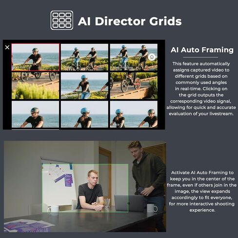 كاميرا OBSBOT Tail AIR NDI Streaming PTZ، وحدة تحكم ذكية RC، كاميرا ويب تعمل بالذكاء الاصطناعي بدقة 4K، CMOS مقاس 1.8 بوصة، فتحة f/1.8، مسار AI، الإيماءات والتحكم عن بعد، اتصال سلكي ولاسلكي، بث مباشر للكنيسة/الموسيقى الحية in Kuwait