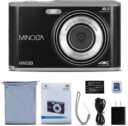 Minolta 48 Mega Pixels Point & Shoot Digital Camera with Rear Selfie Lens, Autofocus & 4K Ultra HD Video, Purple in Saudi Arabia