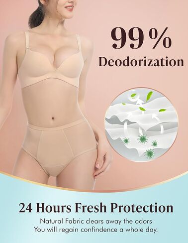 AIRCUTE Washable Women Urine Incontinence Underwear Leak Proof Panties for Postpartum Bladder Leak with 50 ml Absorbency 3 Pack (Beige, M) in Saudi Arabia