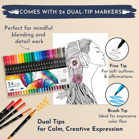 RYVE Adult Coloring Book Set for Adults Relaxation - Sassy & Funny Self Care Gifts for Women, Motivational Swear Word Coloring Book, Anxiety Relief, Cancer Care Gifts, Chemo Care Package for Women in Kuwait