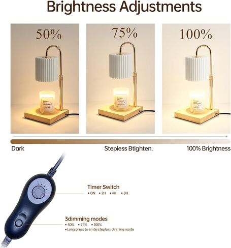 Candle Warmer Lamp with Bulbs, Dimmable Electric Candle Lamp with Timer, Adjustable Height, Wax Melting Warmer Compatible with Large Jar Candles, Home Decor Gifts in Saudi Arabia