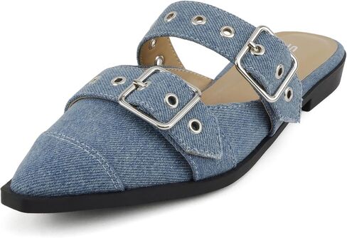 Soda Usual ~ Women Pointed Toe Slip-On Low Heel Mule with Buckle Straps in Saudi Arabia