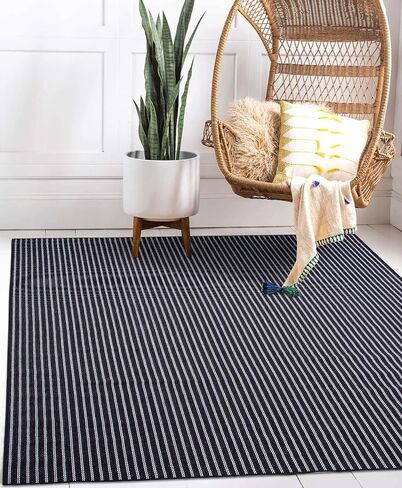 Indoor Outdoor Striped Rug 8'x10' Navy blue in Saudi Arabia