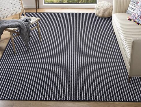 Indoor Outdoor Striped Rug 8'x10' Navy blue in Saudi Arabia