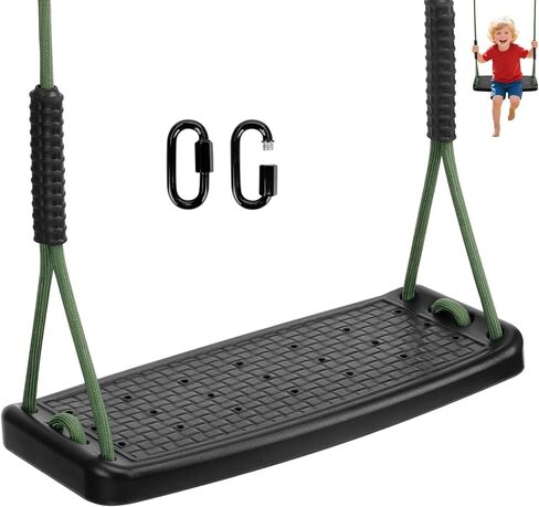 Plastic Swing Set Heavy Duty Replacement,with Adjustable Rope Non-Slip Hanging Tree Swing，Children's Swing Seat Accessories Indoor Outdoor Backyard Playground(Green in Kuwait