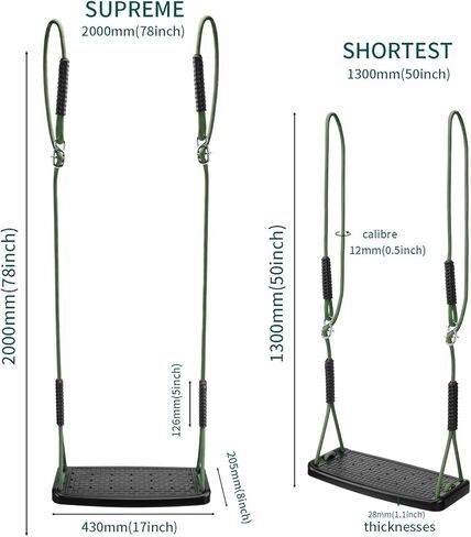 Plastic Swing Set Heavy Duty Replacement,with Adjustable Rope Non-Slip Hanging Tree Swing，Children's Swing Seat Accessories Indoor Outdoor Backyard Playground(Green in Kuwait